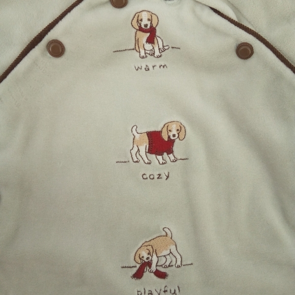 Janie and Jack Layette Soft Onesie Snap Puppy Long Sleeve Pants Cotton 0 to 3 Mo - Picture 3 of 5